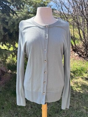 Eddie Bauer Light Sage Green Button-Front Women's Cardigan